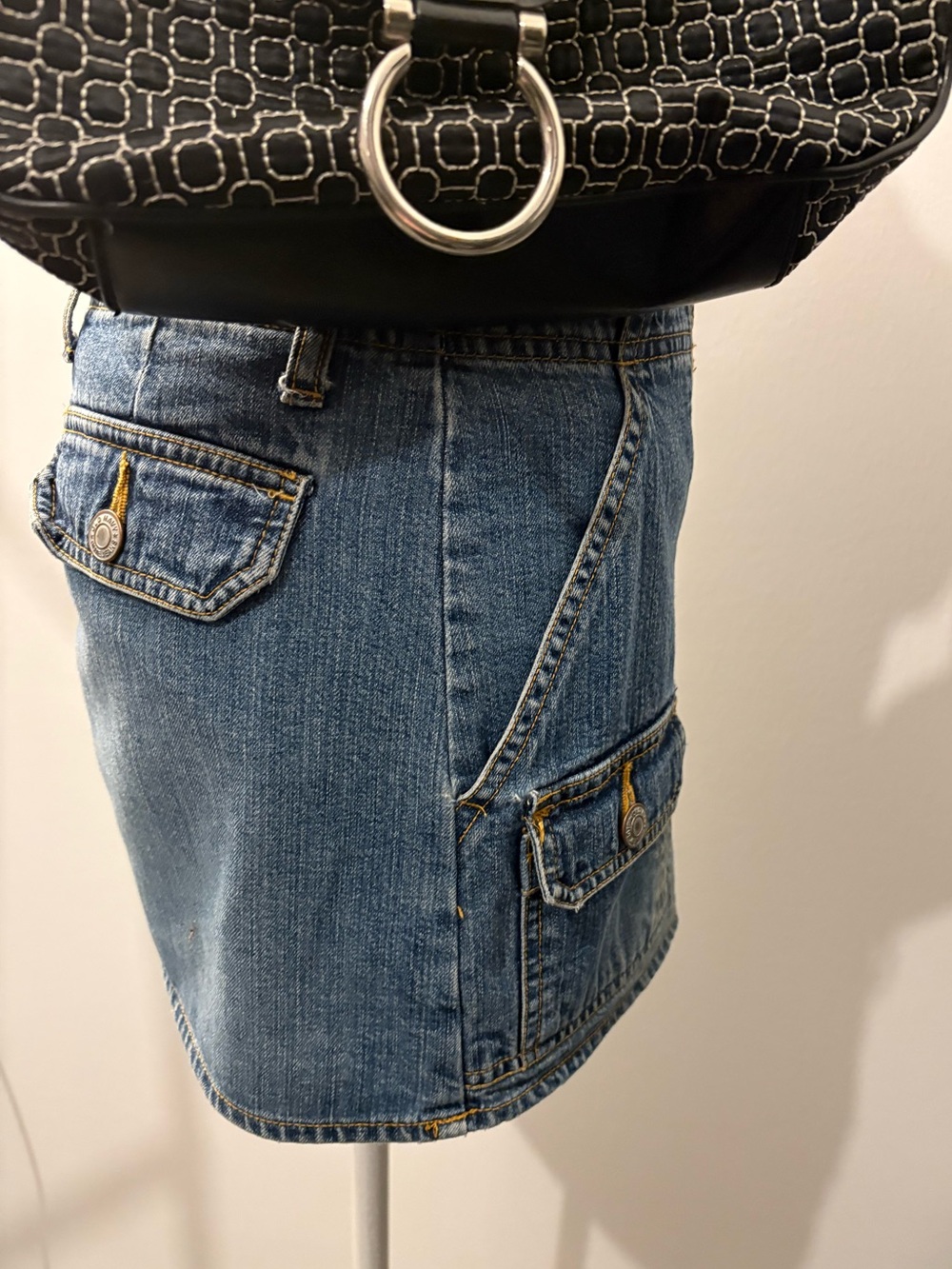 vintage y2k low rise cargo denim mini skirt